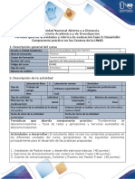 Guía para El Desarrollo Del Componente Práctico - Fase 5 - Desarrollo Componente Práctico en Los Centros de La UNAD