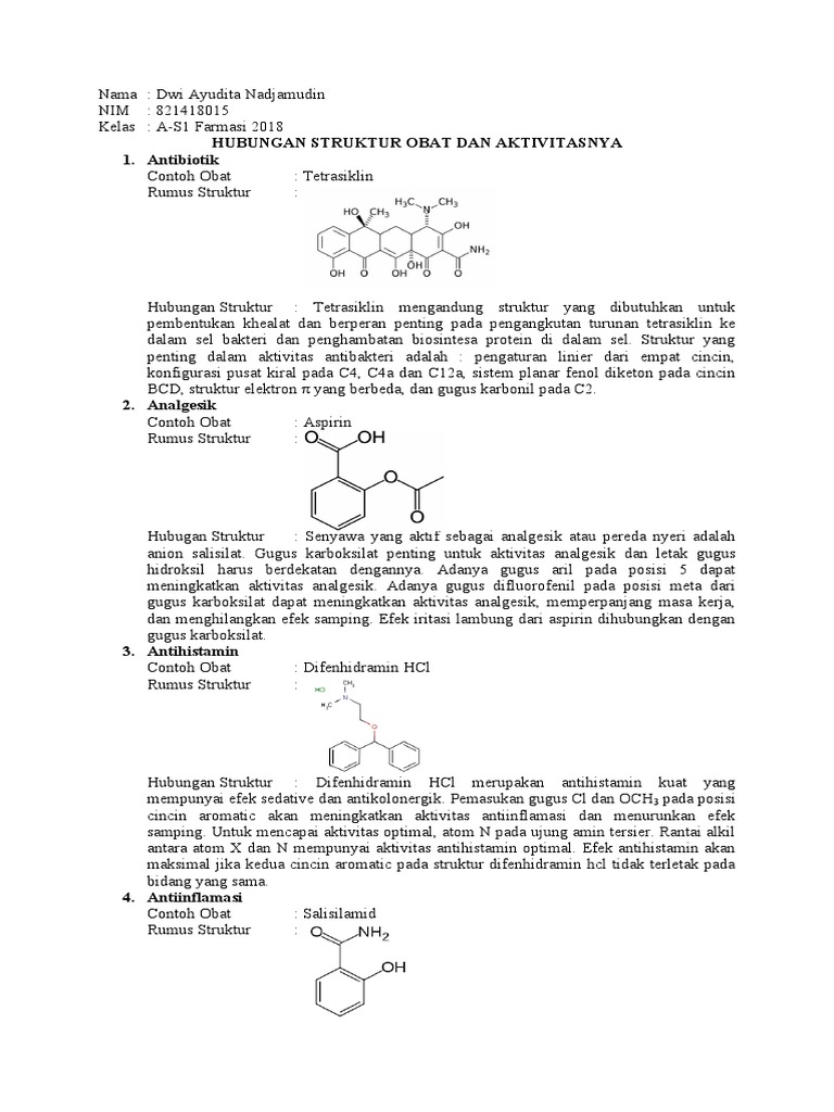Tugas Ayu Hubungan Struktur Obat Dan Aktivitasnya