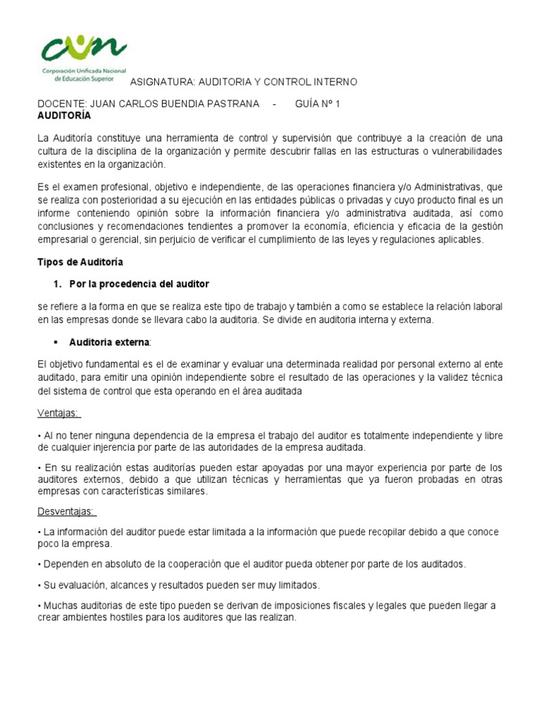 Guia 2 Auditoria1 | PDF | Auditoría | Auditoría financiera