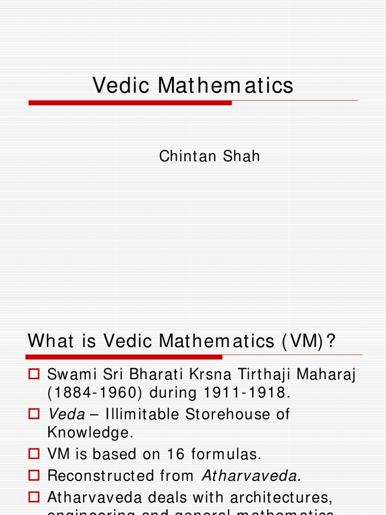 Vedic Mathematics | PDF | Teaching Methods & Materials