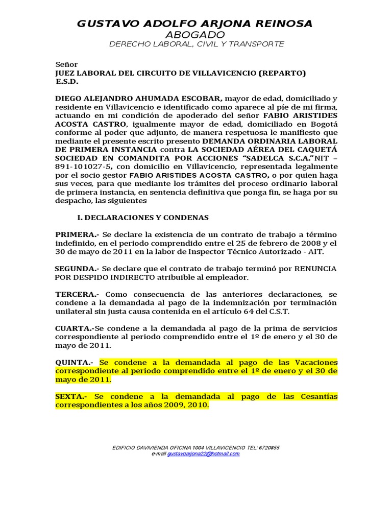 Reforma de La Demanda Laboral | PDF | Derecho laboral | Pensión