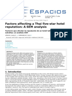 Factores Que Afectan La Reputación de Un Hotel Tailandés de Cinco Estrellas: Un Análisis SEM