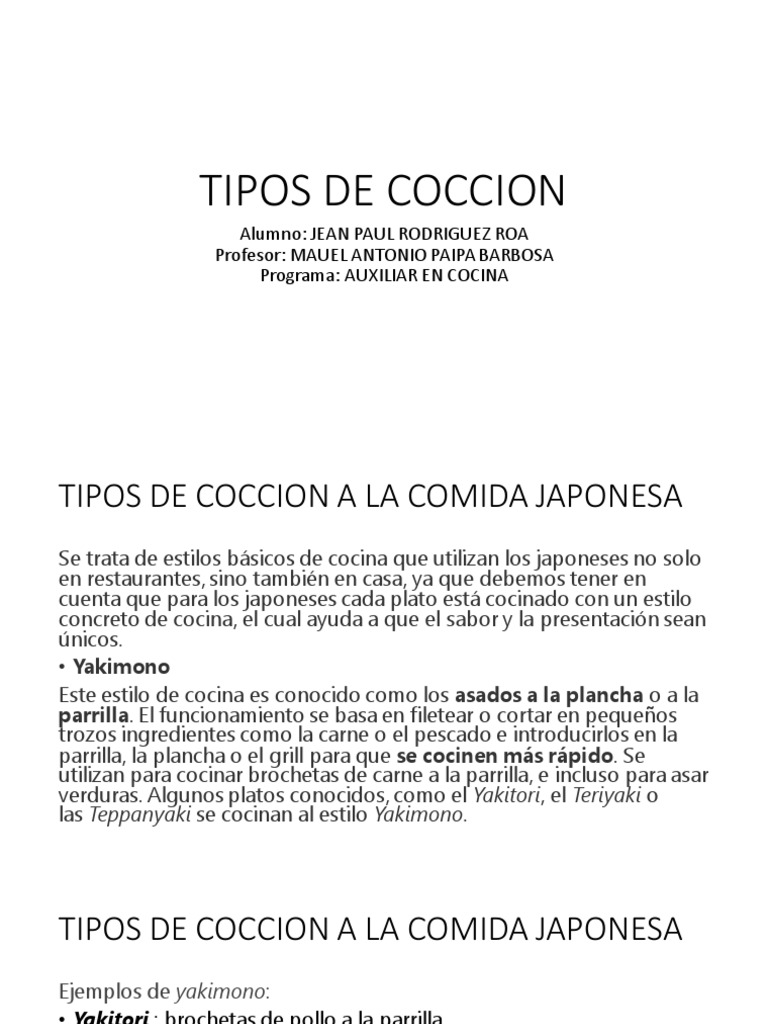 Tipos de Coccion PDF | PDF | Estofado | Cocinando