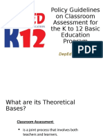 Policy Guidelines On Classroom Assessment For The K To 12 Basic Education Program