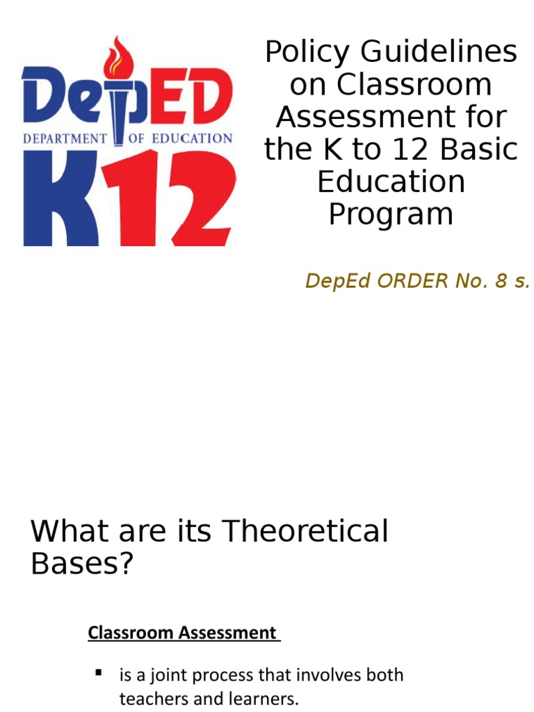 K to 12 Classroom Assessment Guidelines | PDF | Business | Wellness