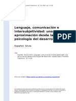 Espanol, Silvia (2007) - Lenguaje, Comunicacion e Intersubjetividad Una Aproximacion Desde La Psicologia Del Desarrollo PDF