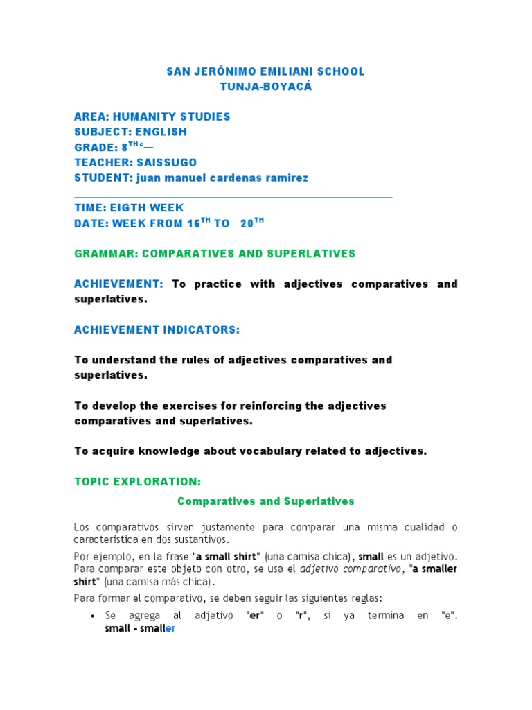 English Comparatives & Superlatives Guide | PDF | Semiotics | Language ...