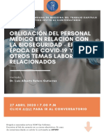 obligación del Personal Médico en relación con la Bioseguridad - EPP en época de Covid-19 Y otros temas laborales relacionados.pdf