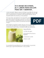 Batido adelgazante de avena, manzana y limón