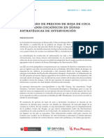 Monitoreo de Precio de Hoja de Coca y Derivados Cocaínicos en Zonas Estratégicas de Intervención