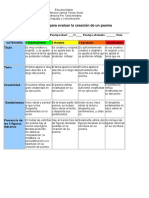 Rubrica de Evaluacion de Poema