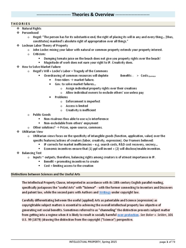 IP Outline Spring2015-1 | PDF | Trade Secret | Intellectual Property