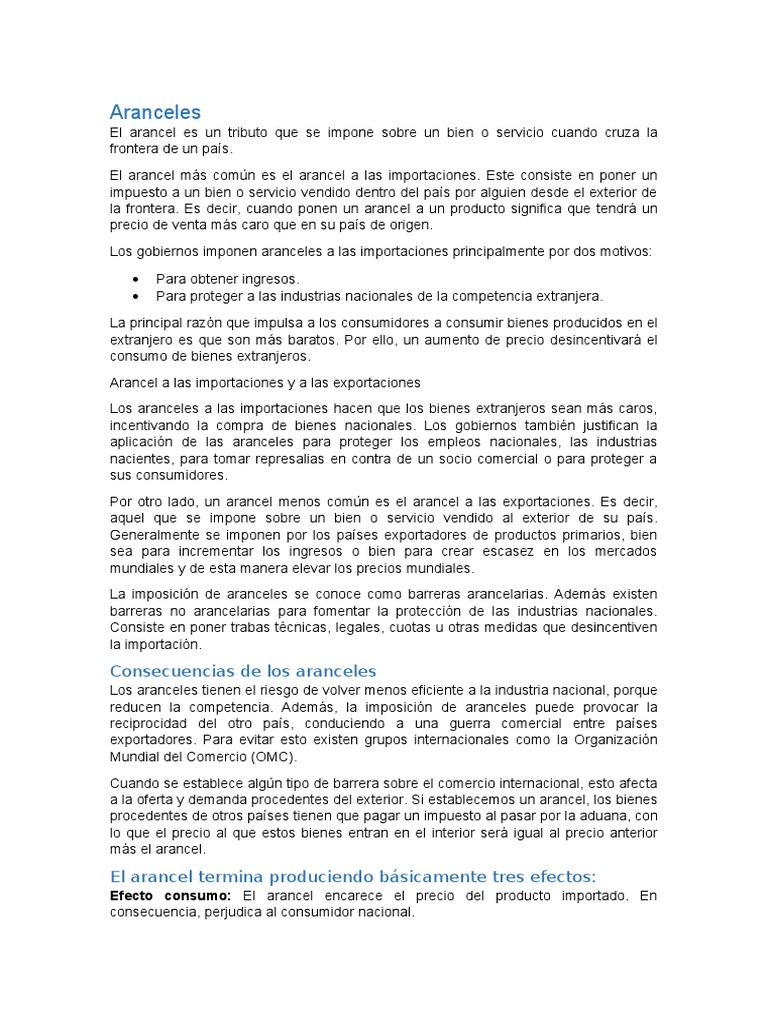 Aranceles: Definición y Funciones | PDF | Arancel | aduana
