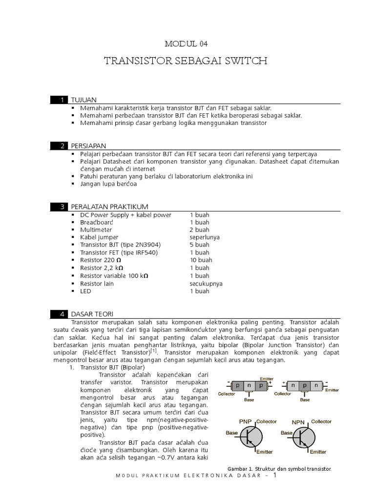 Modul 4 Transistor Sebagai Saklar | PDF | Sains & Matematika | Komputer