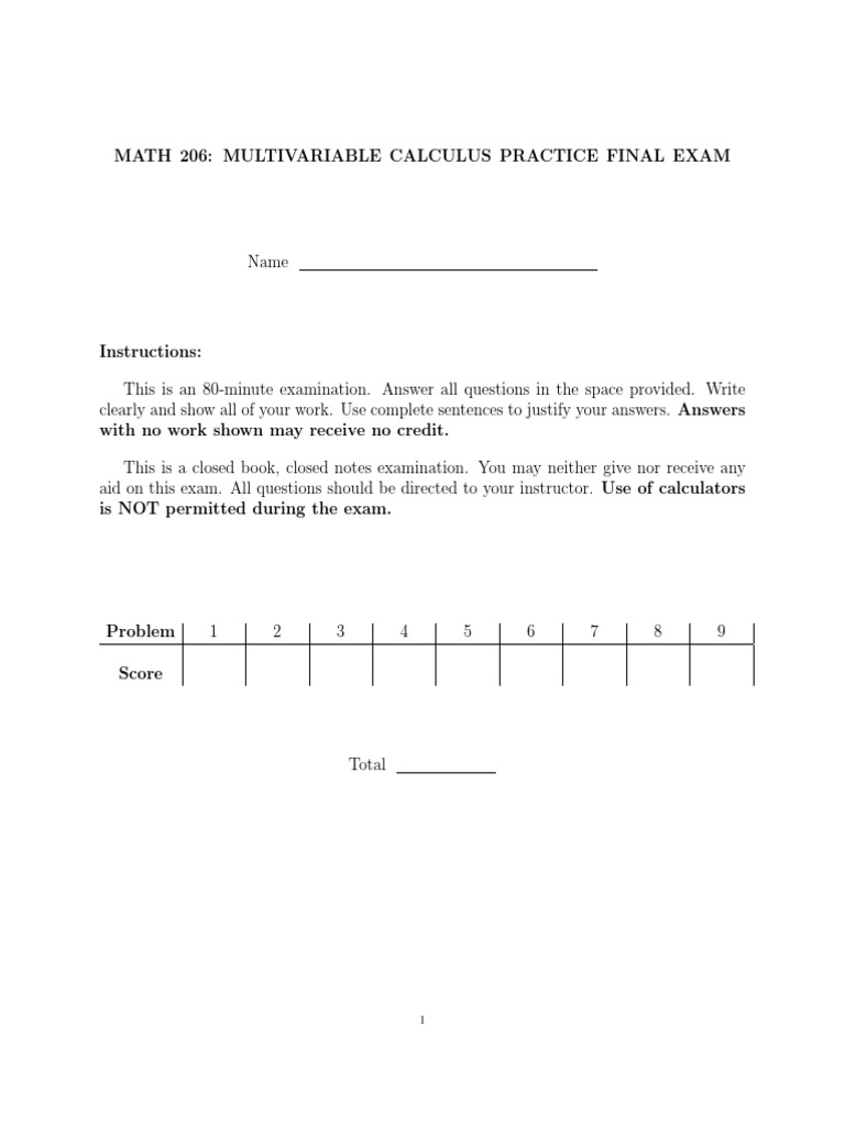 Practice Final - VERSION 1 PDF | PDF | Test (Assessment) | Differential ...