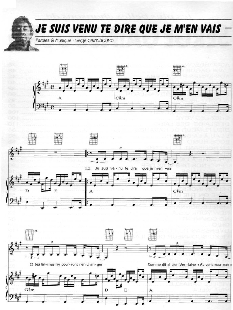Je Suis Venue Te Dire Que Je M en Vais Chords Jesuivenutedirequejemenvais Gainsbourg | PDF | Divertissement (Général)