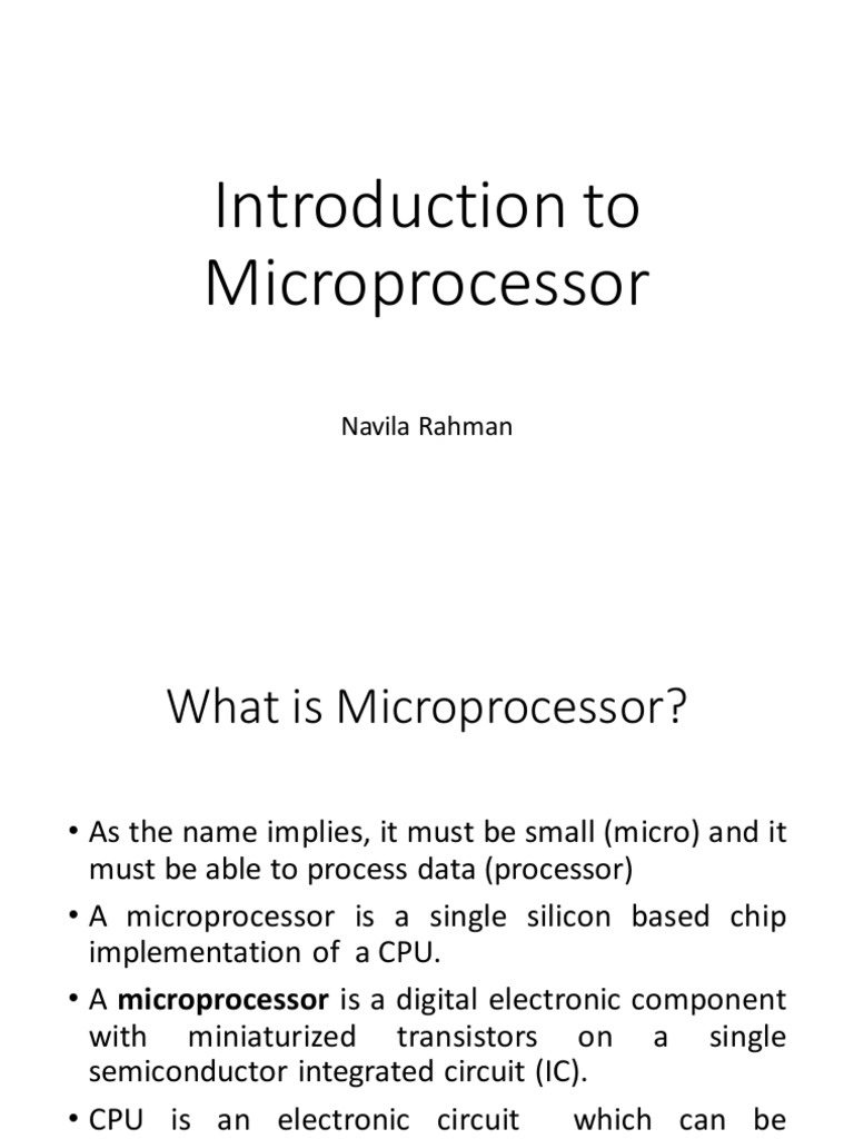 Introduction To Microprocessor (Lec 02) | PDF | Central Processing Unit ...