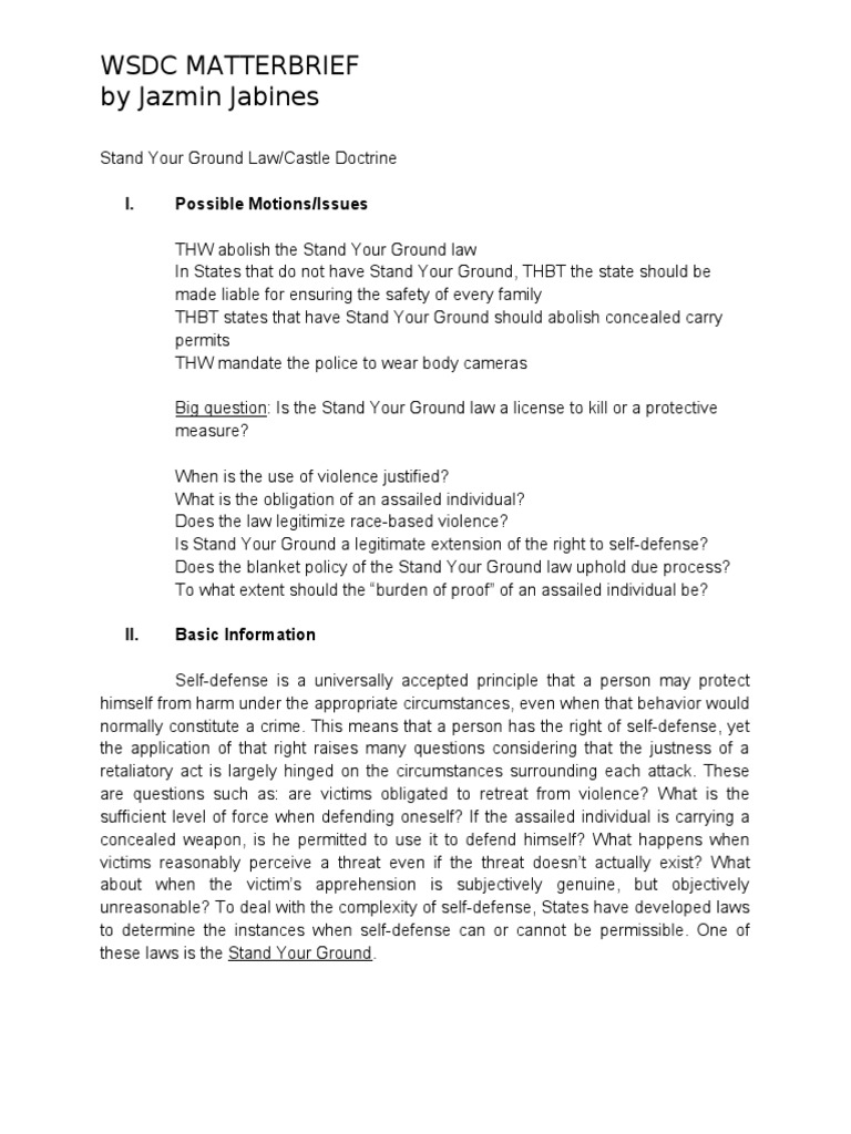 Stand Your Ground & Castle Doctrine PDF Concealed Carry In The