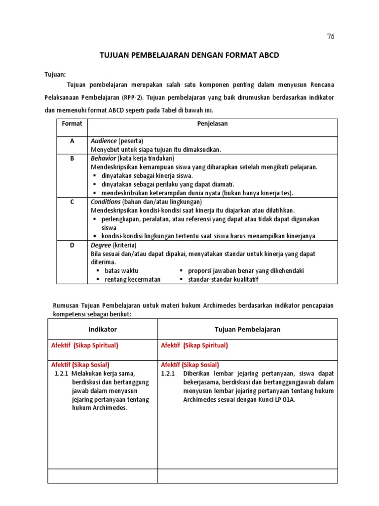 11.SPESIFIKASI TUJUAN PEMBELAJARAN (Format ABCD) | PDF