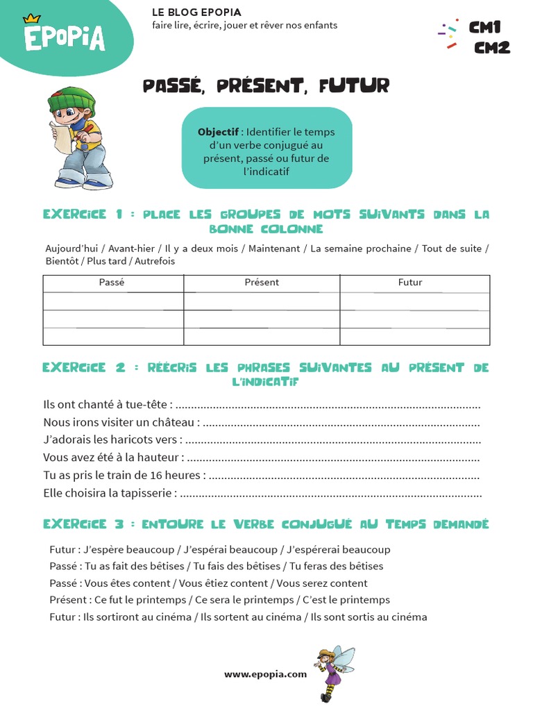 Passé Présent Futur Exercices Pdf Fiche+conjugaison+CM1 CM2 Passe Present Futur PDF | PDF | Syntaxe |  Grammaire