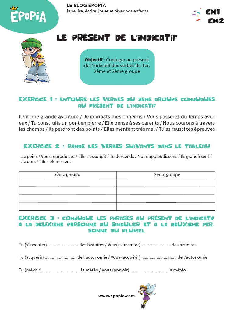 Fiche De Révision Pdf Brevet Conjugaison Fiche+conjugaison+CM1 CM2 Present Indicatif PDF | PDF | Mécanique du  langage | Taxonomie