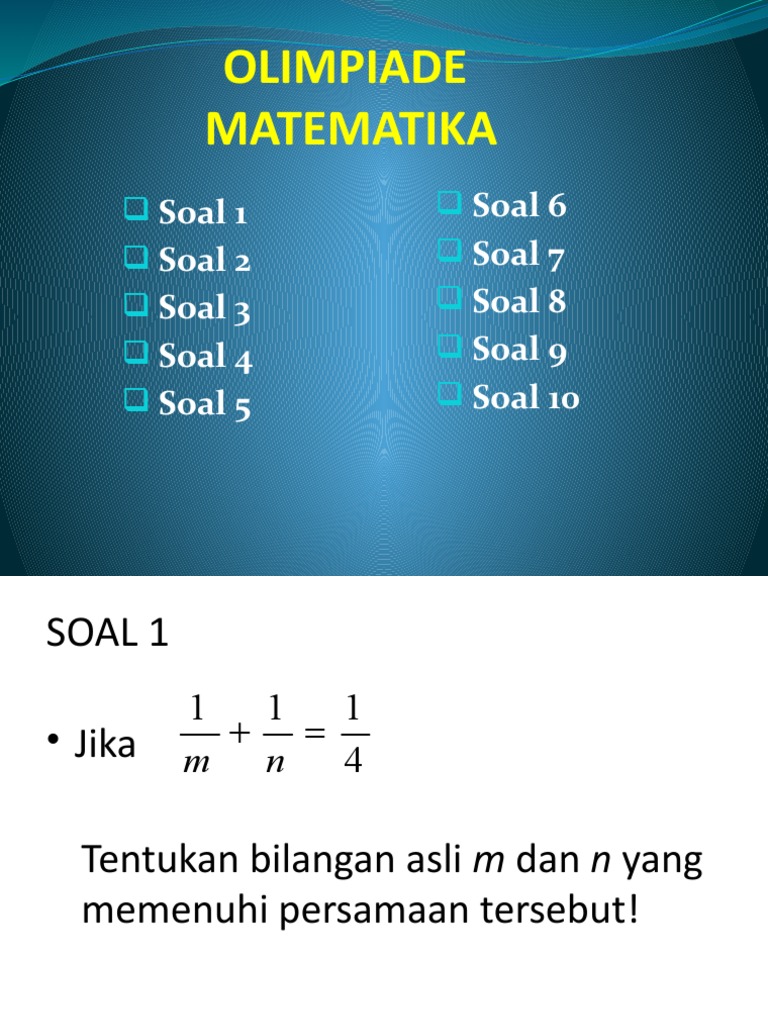 Soal Olimpiade Matematika Lengkap | PDF