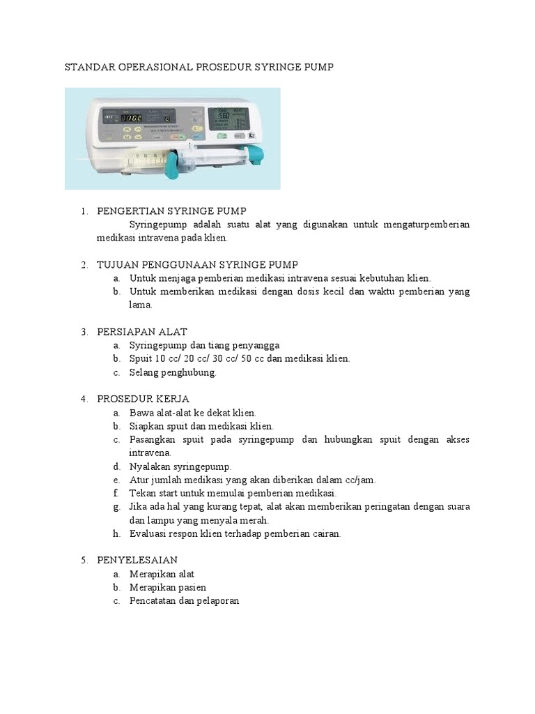 Standar Operasional Prosedur Syringe Pump PDF