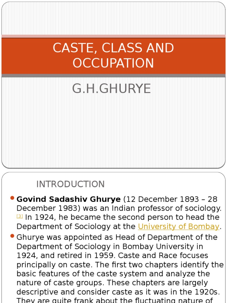 2ND Unit 1ST Article by G.S Ghurye | PDF | Caste | Social Status