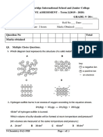 Rustomjee Cambridge International School and Junior College SUMMATIVE ASSESSMENT - Term 2 (2019 - 2020) Subject: Chemistry Grade: 9 Div