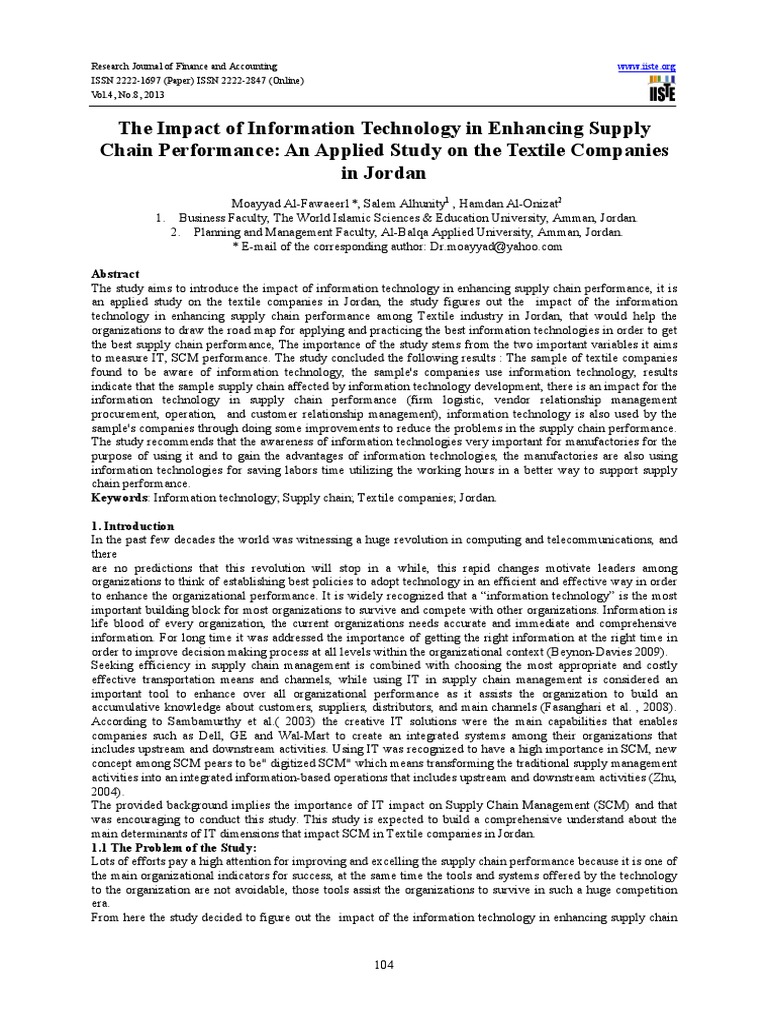 The Impact of Information Technology in PDF | PDF | Supply Chain ...