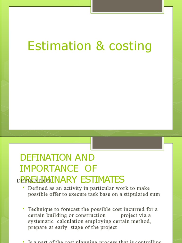 Preliminary Estimate | PDF | Volume | Business