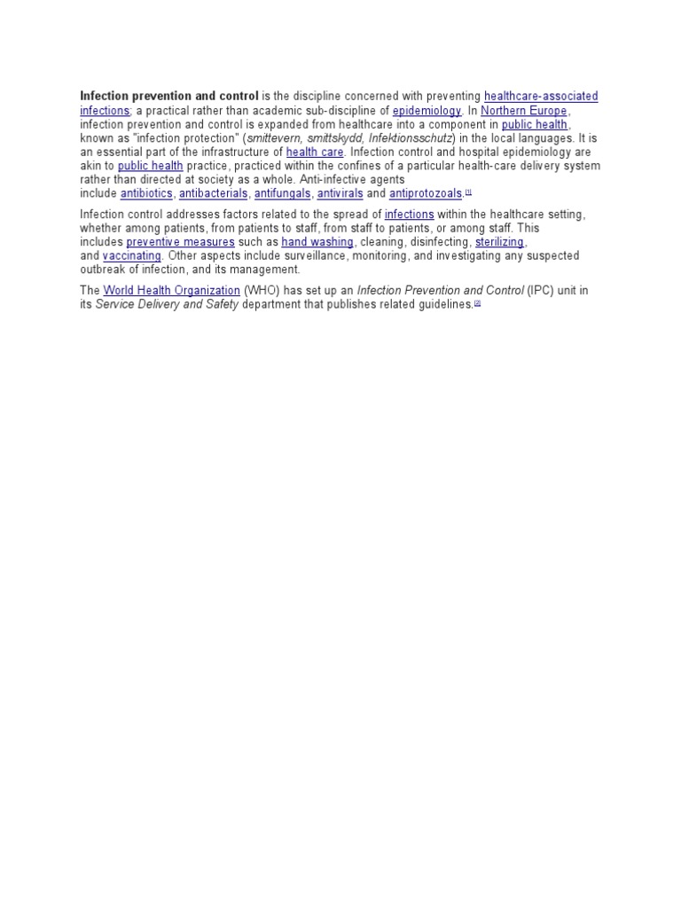 Infection Prevention and Control Overview | PDF