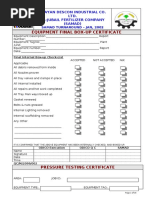 Equipment Final Box-Up Certificate: Olayan Descon Industrial Co. Ltd. Al-Jubail Fertilizer Company (Samad)