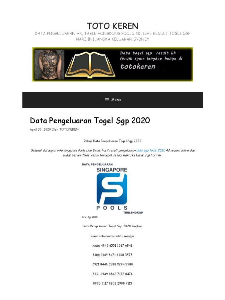 Togel Keluar Hari Ini Hongkong 6D
, Data Sgp 2020