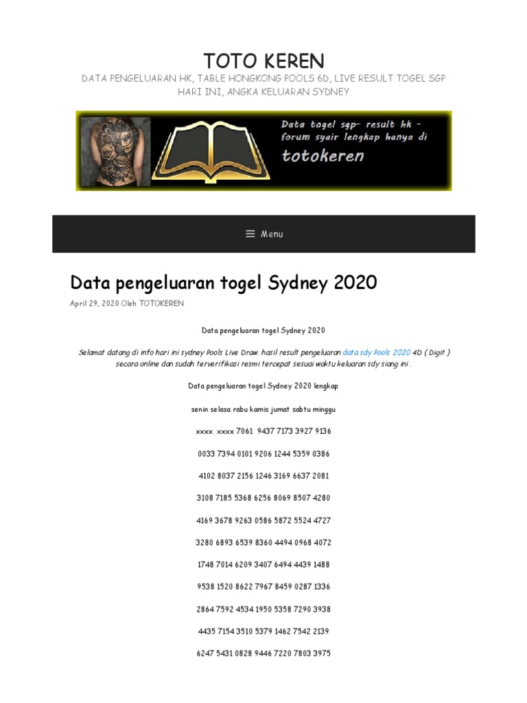 Pengeluaran Sydney 4d Harian