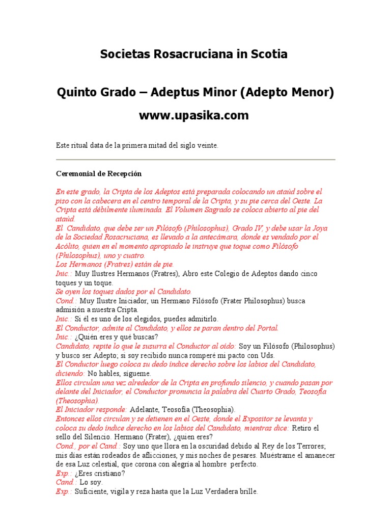 Ritual de Recepción: Adeptus Minor | PDF | Kábala | Alquimia
