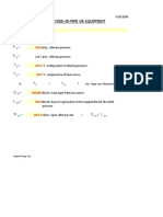 Vapor Flow From Blocked-In Pipe or Equipment: Equip: Fluid: P P T T