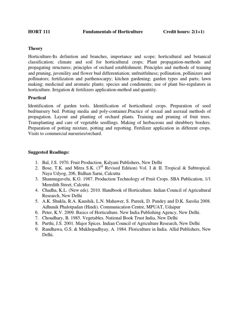HORT 111: Fundamentals of Horticulture | PDF | Soil | Biochemistry