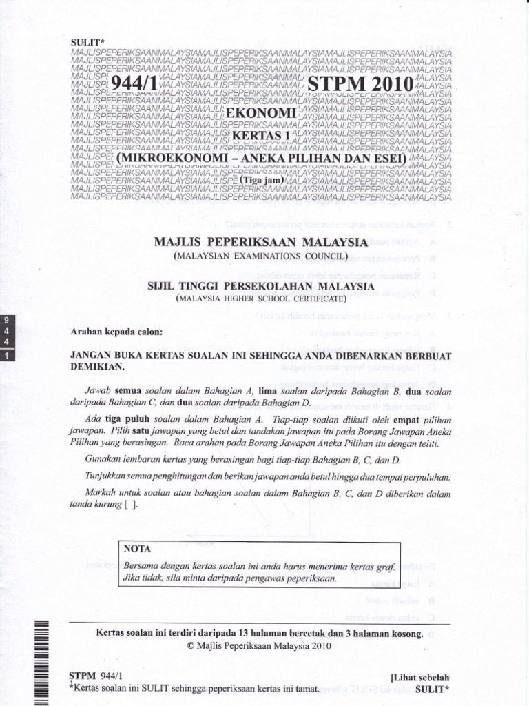 STPM Mikroekonomi (2010)
