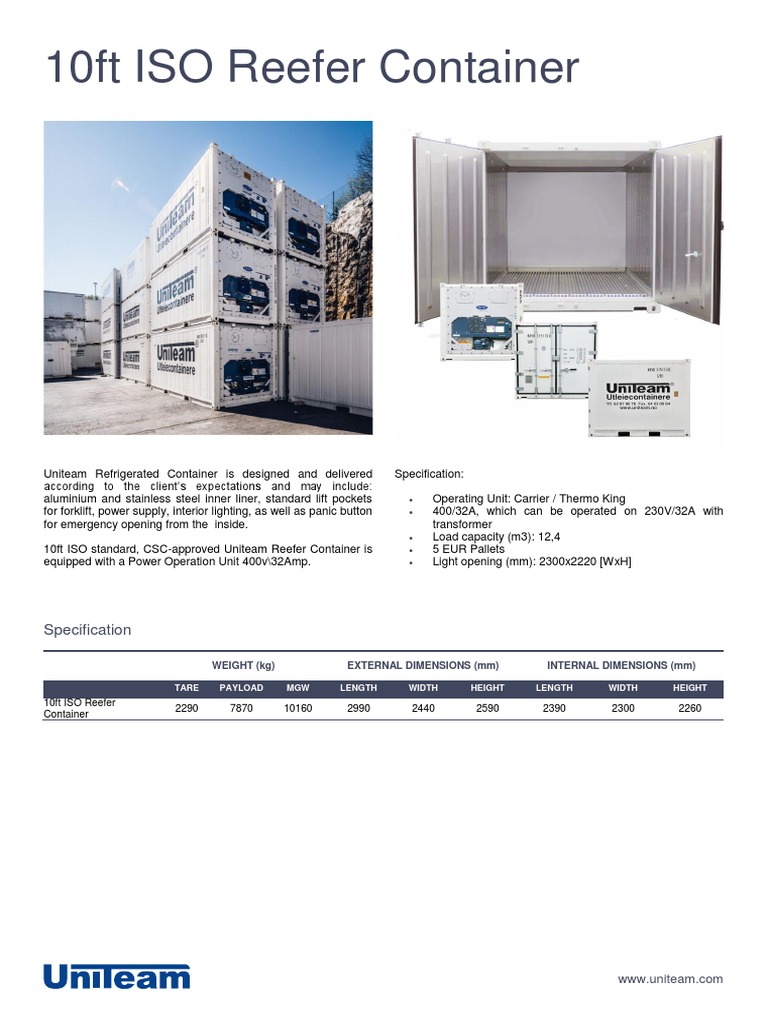 10ft ISO Reefer Container Specs | PDF | Home & Garden | Technology ...