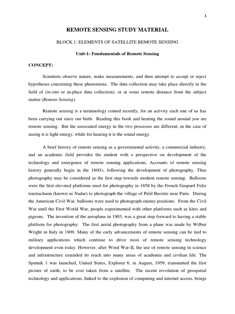 Remote Sensing Study Material | PDF | Electromagnetic Radiation ...