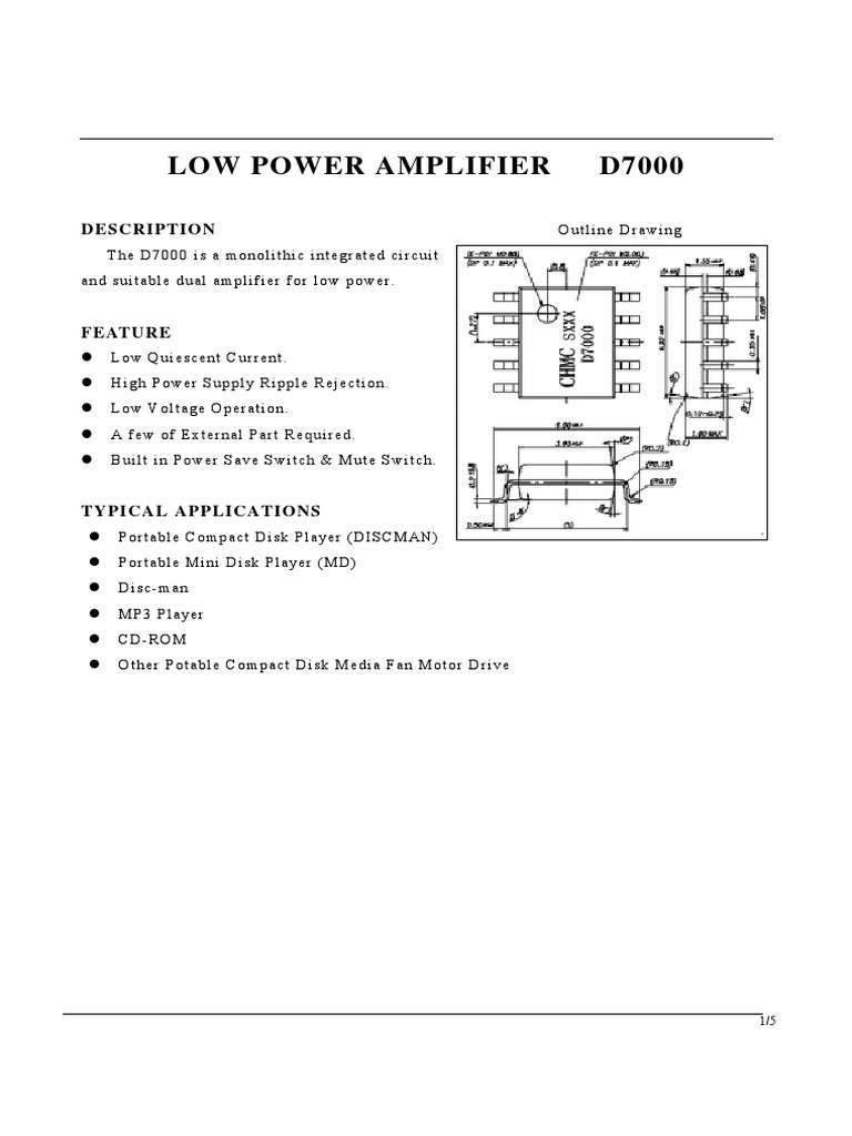 D7000 Audio Chip Ic Schematics PDF Amplifier Electrical Components