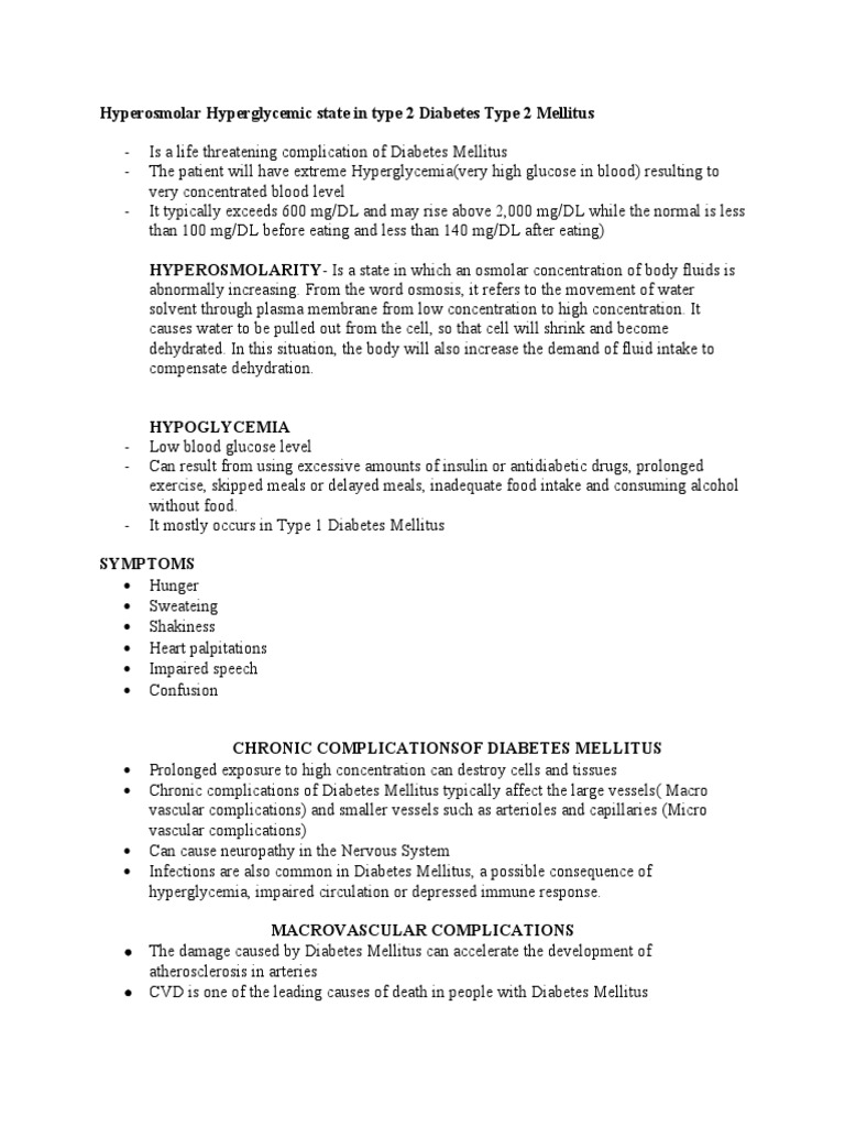 Hyperosmolar Hyperglycemic State in T2DM | PDF | Hyperglycemia | Diabetes