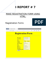 Lab Report # 7: Title: Make Registration Form Using HTML: Registration Form