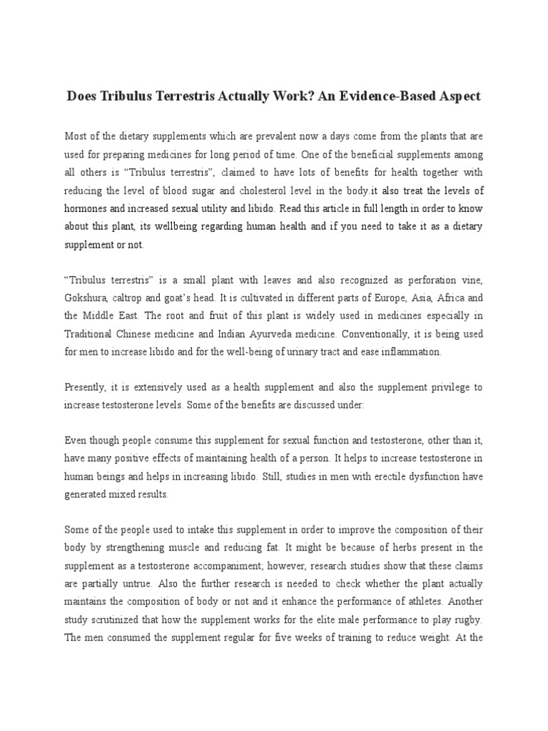 Does Tribulus Terrestris Actually Work? An EvidenceBased Aspect PDF