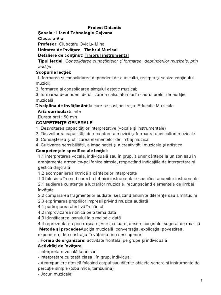 Timbrul Instrumental CL A V-A | PDF