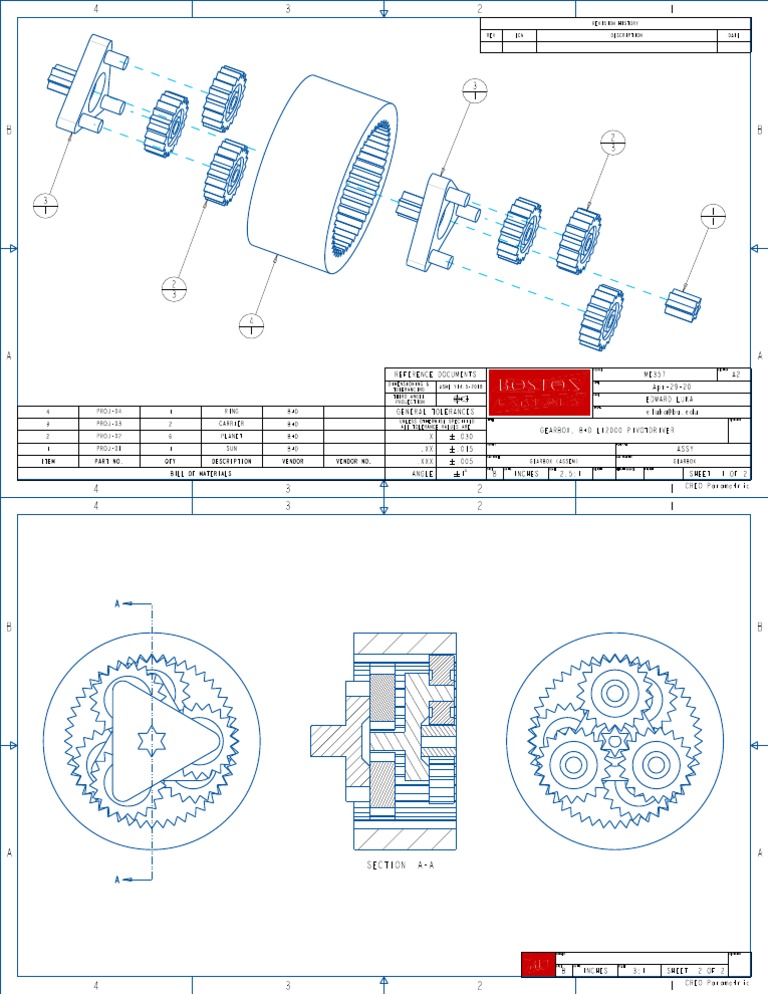 Gearbox PDF Technical Drawing Engineering