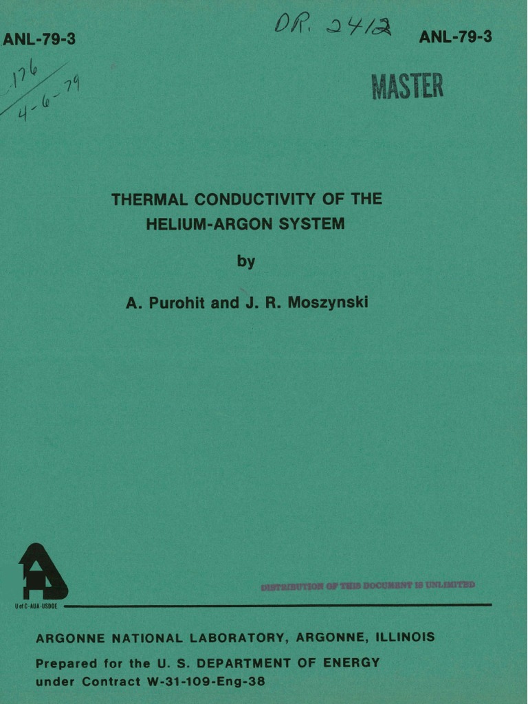 Thermal Conductivity of The Helium-Argon System: A. and R | PDF ...