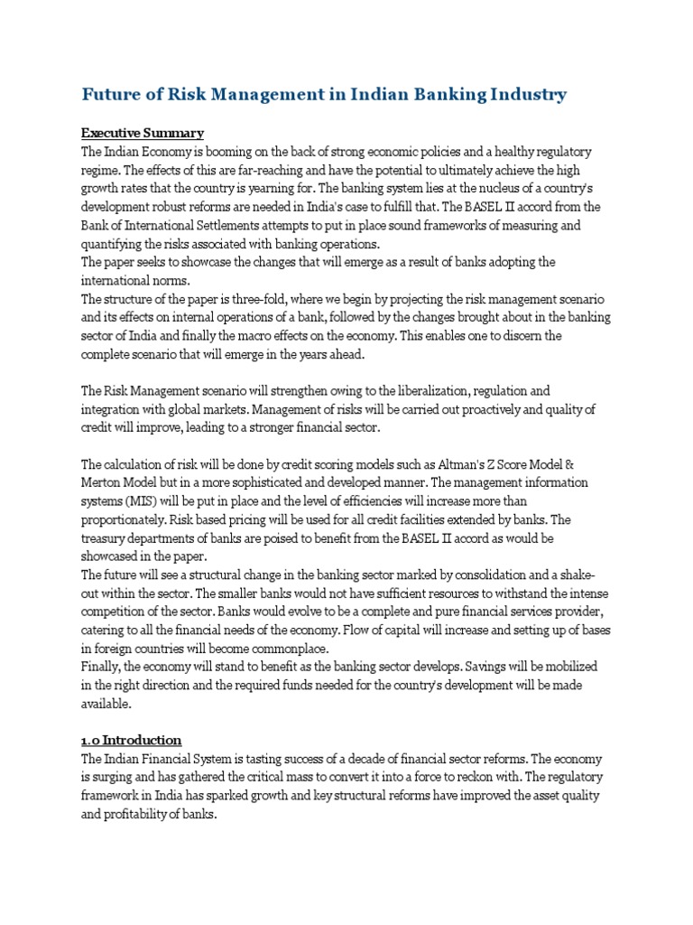 Future of Risk Management in Indian Banking | PDF | Banks | Basel Ii