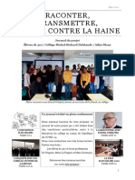 Journal Du Projet "Raconter Et Transmettre Pour Lutter Contre La Haine" (Collège Michel-Richard Delalande, Athis-Mons) .